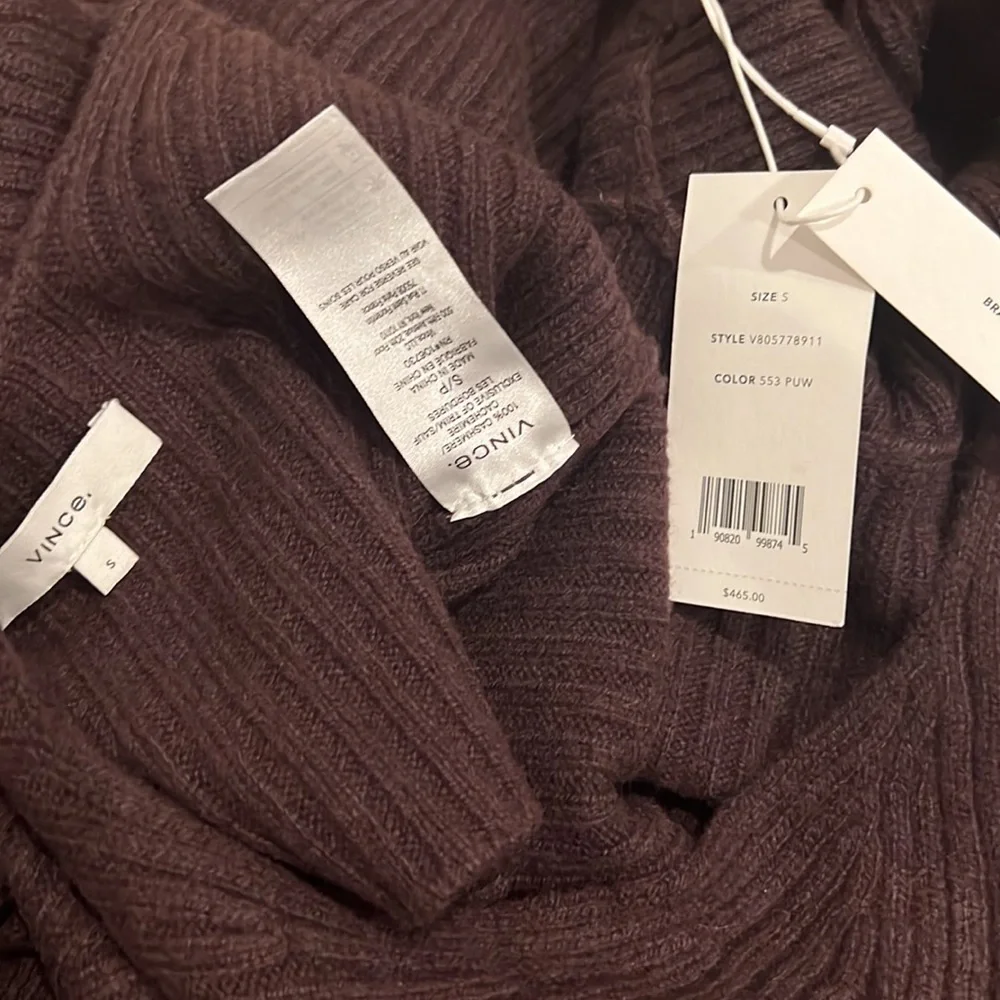 Vince Cashmere Burgundy Chunky Turtleneck Open Back Sweater Plum Wine - Picture 12 of 12